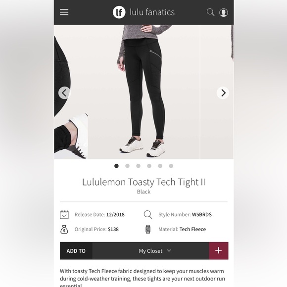 Lululemon Toasty Tech Tight II - Picture 7 of 13